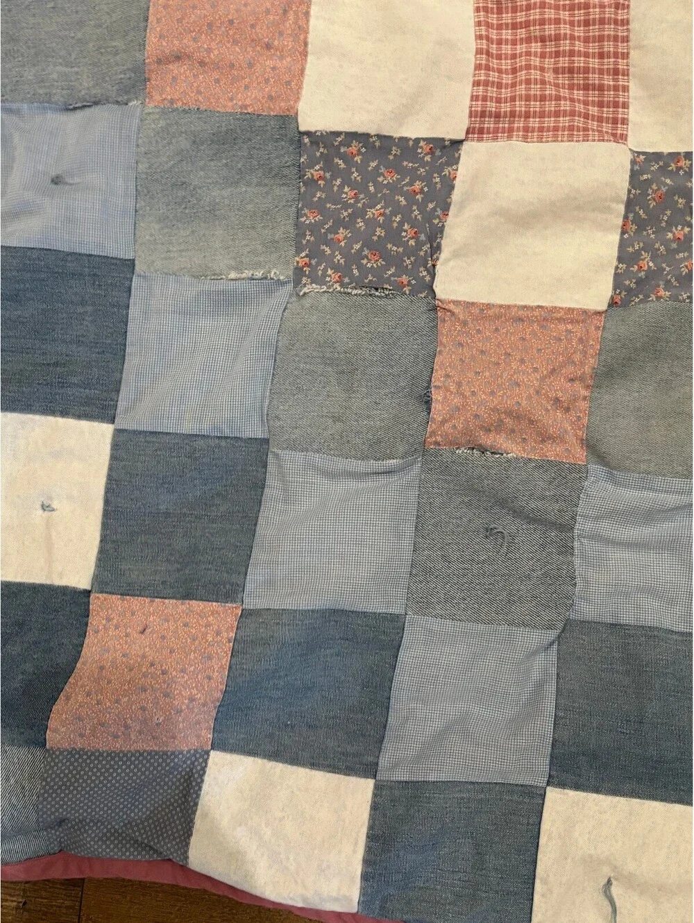 Vintage Denim Patchwork Quilt